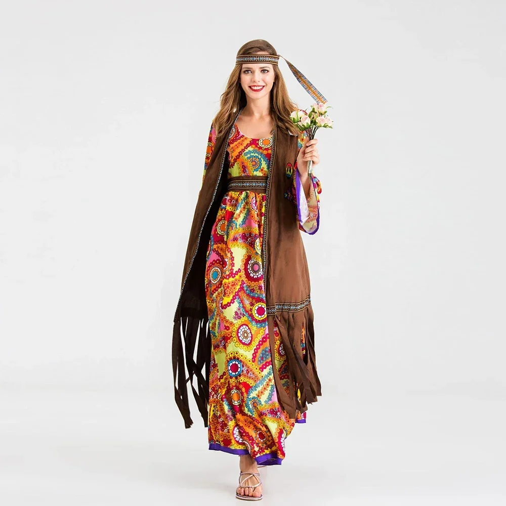 M-XXL взрослый костюм хиппи 60-х 70-х годов карнавальный Пурим маскировка вечерние