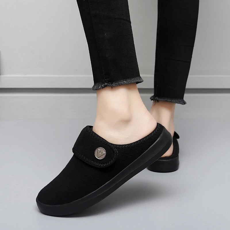 Women's winter slippers plus velvet indoor and outdoor slippers non-slip soft bottom leopard print breathable and comfortable