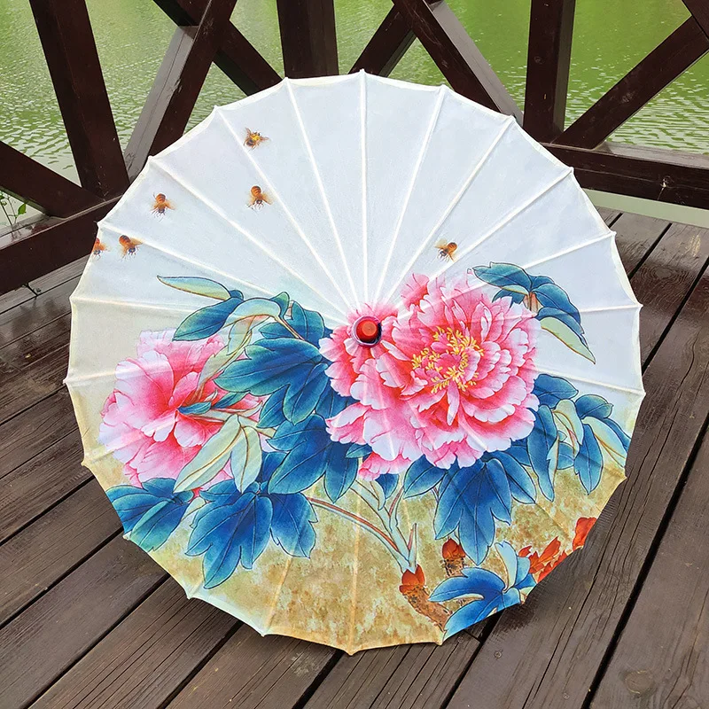 Женский декоративный зонт в виде цветка вишни с деревянной ручкой |