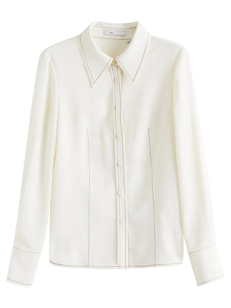 Женский зимний белый темпераментный Мягкий Топ FSLE линейная декоративная рубашка