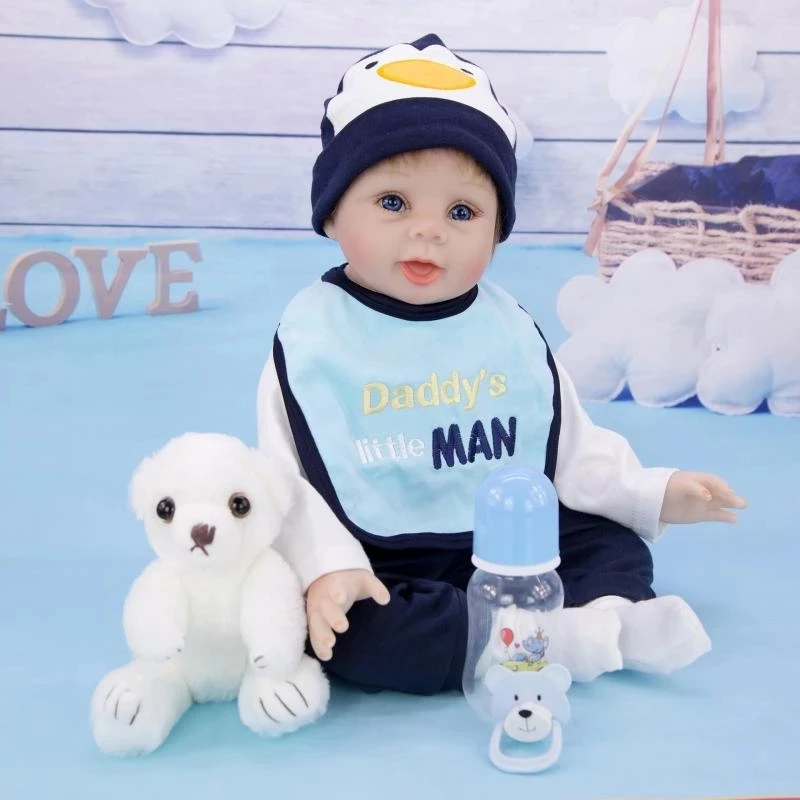 

Силиконовая кукла реборн 55 см, акриловые глаза, имитация новорожденного ребенка, кукла для детей, подарки на день рождения