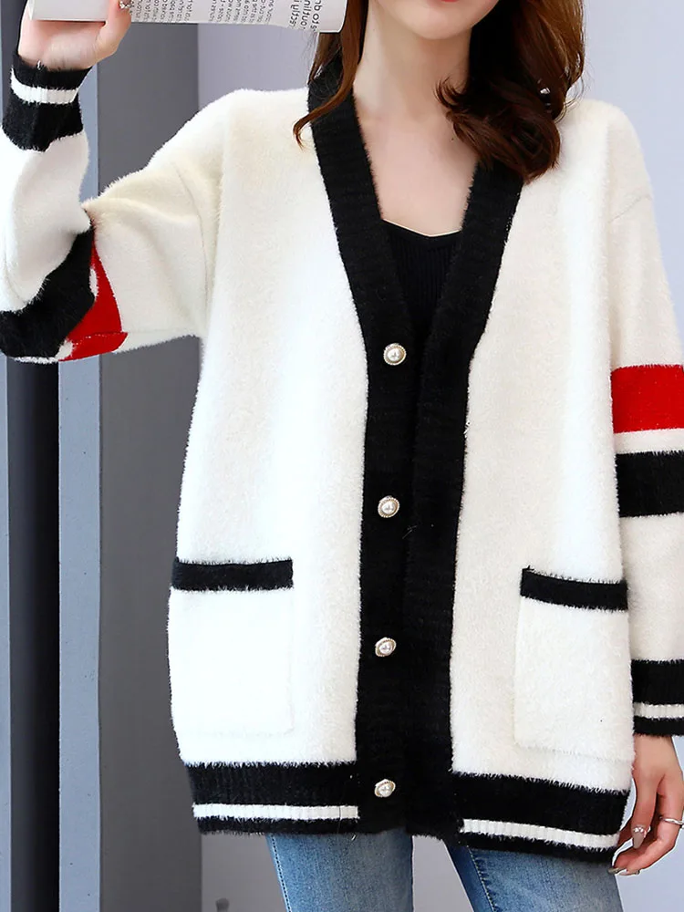 Faux Mink Fur Coat Women's Winter Jacket 2022 New Luxury Warm European and American Long Sleeve Warm Fluffy Jacket Free Shipping