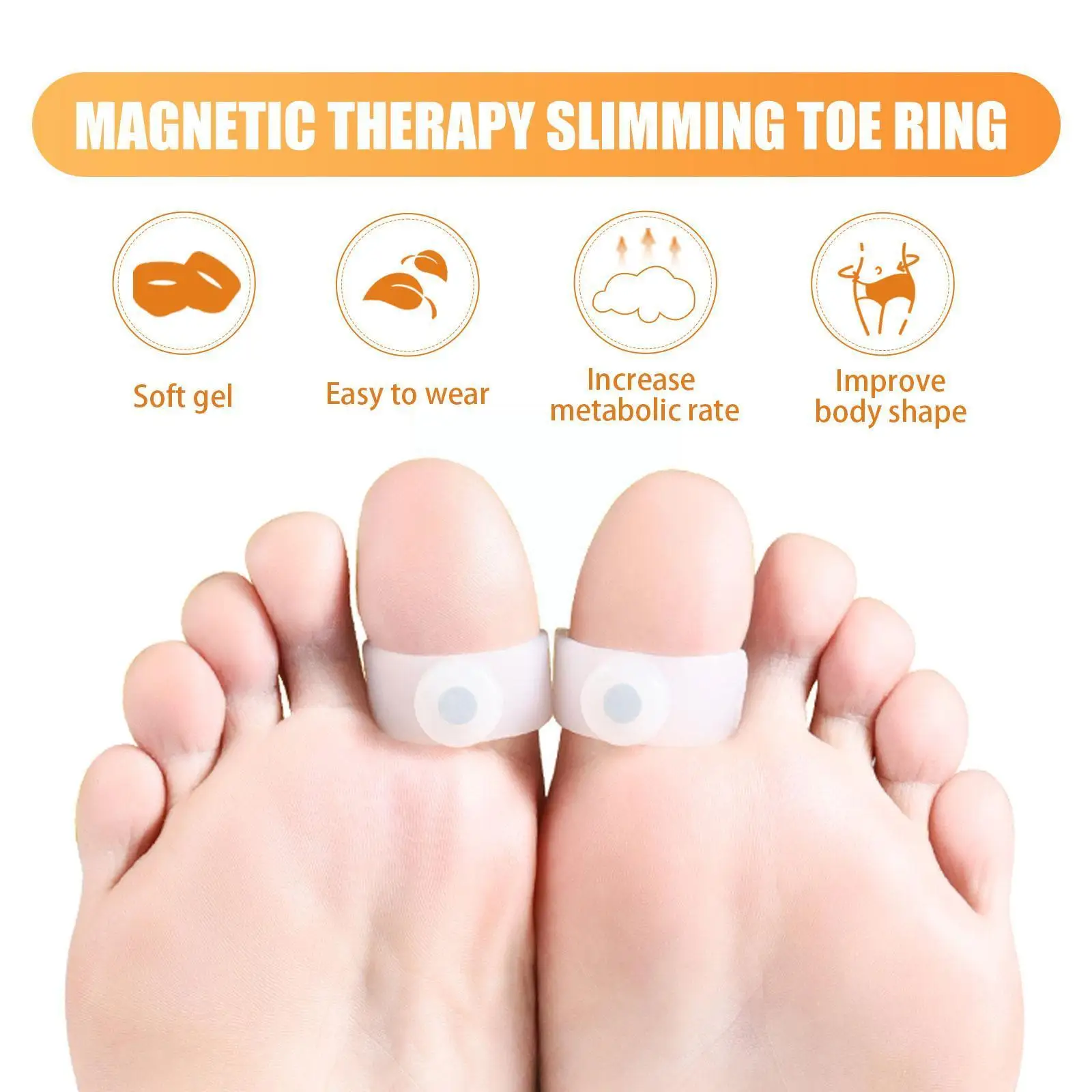 

2Pair Silicone Foot Massage Magnetic Toe Ring Fat Burning Slimming Women For Weight Lose Fast Body Face Care Anti Cellulite F2M6