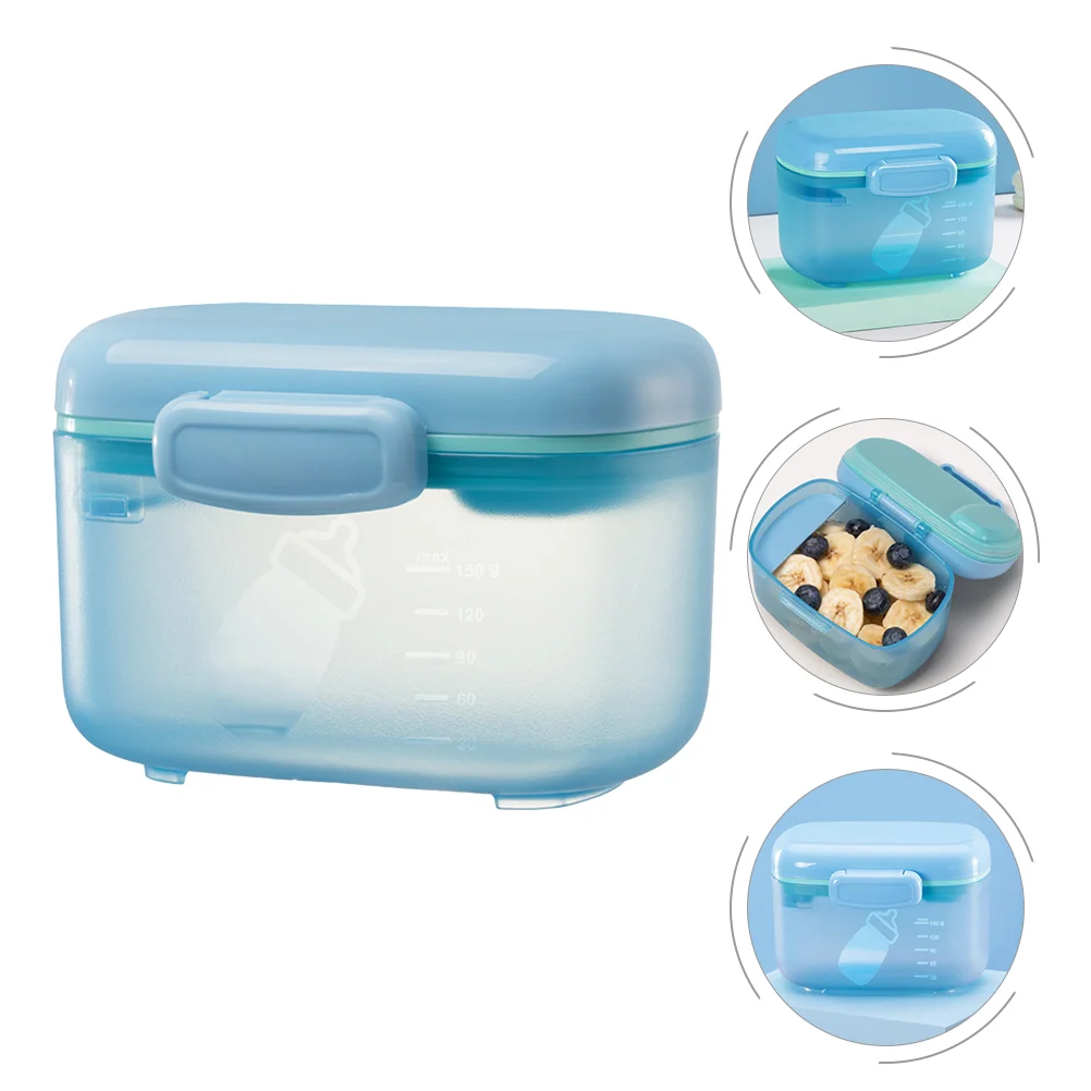 

Dispenser Powder Container with Scoop Portable Container Fruit Snack Storage Container for Infant ( Blue )