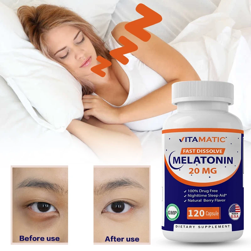 

Natural High Potency Melatonin 20 Mg Capsules | Natural Berry Flavor, Vegan, Non-GMO, Gluten Free | Sleep Aid