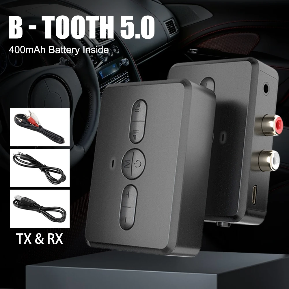 

Bluetooth 5.0 Audio Receiver Transmitter RCA 3.5mm AUX Jack 400mah Stereo Wireless Adapter Handsfree Call For Car PC TV
