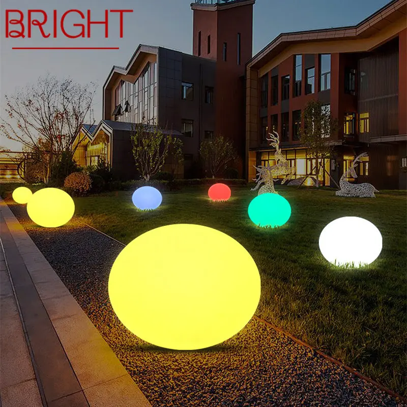 

BRIGHT Modern White Lawn Lamp Waterproof IP65 Outdoor Round LED 16 Colors Lights for Garden Park Decoration