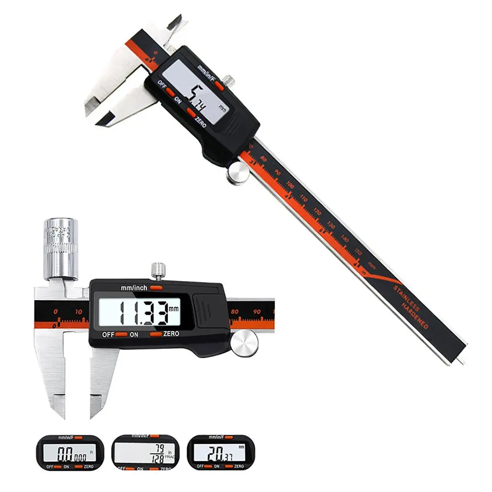 

0-150MM Vernier Caliper Stainless Steel Digital Display Vernier Caliper Fraction MM Inch High Precision LCD Vernier Caliper