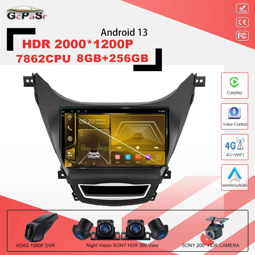 

Android 13 7862CPU автомобильный android для Hyundai Elantra Avante I35 2011-2013 автомобильное радио мультимедийный видео плеер GPS навигация радио