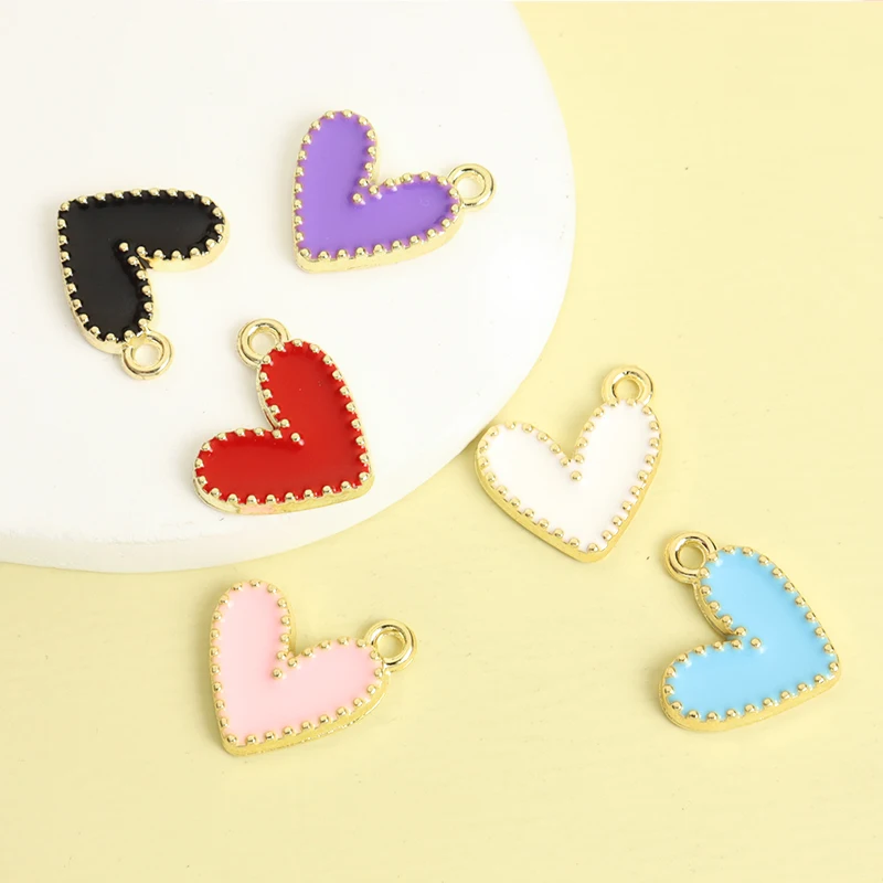 Эмалевые подвески в форме сердца 15 шт