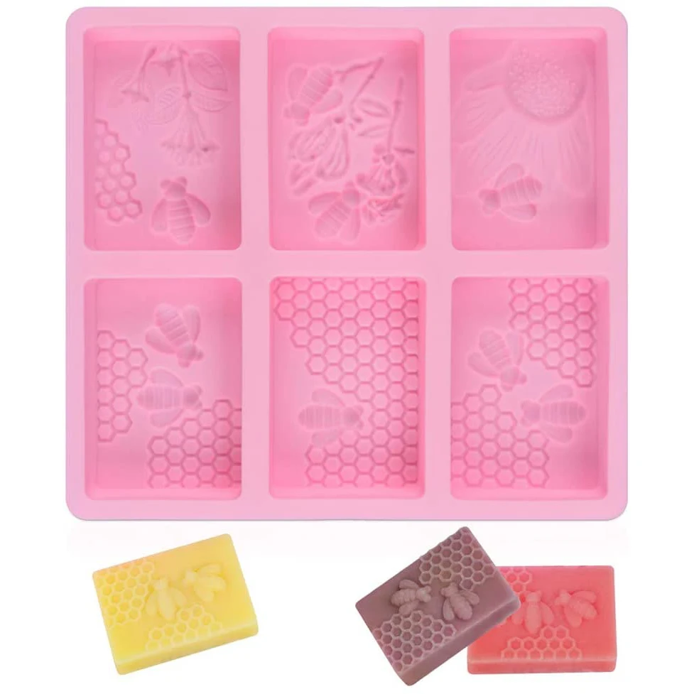 

3D Bee Handmade Silicone Soap Mold Multifunction Candle Molds Cake Making Baking Mould 3D Mould Square Soap Molds