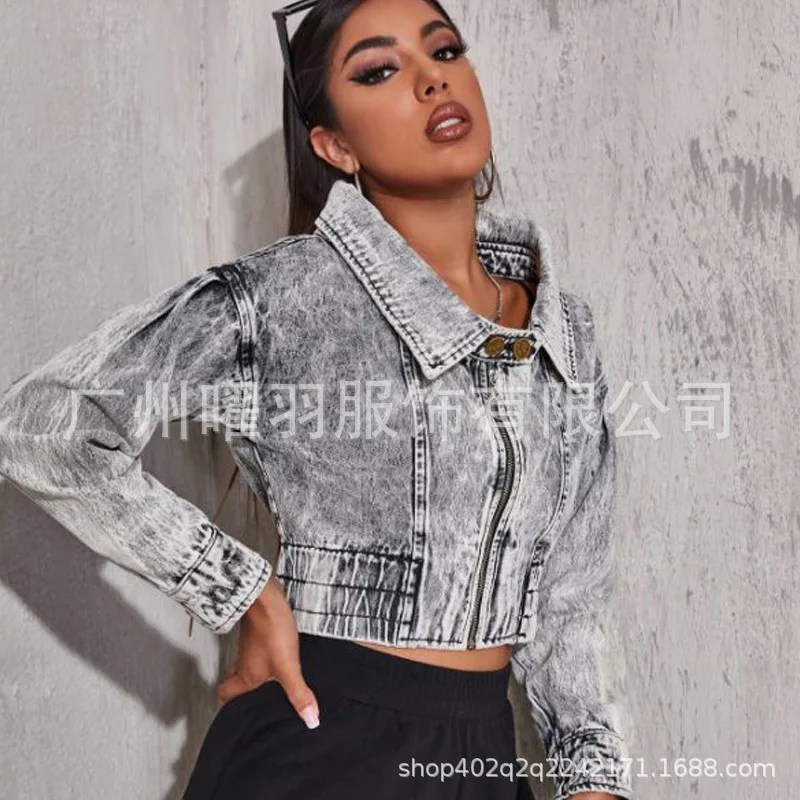 

Jacket Women Spring Jean Jacket Vintage High Waist Long Sleeve Slim Crop Jean Jackets Fashon Streetwear Denim Coats Abrigos 2021