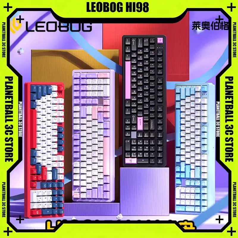 Фото Механическая клавиатура LEOBOG Hi98 из алюминия, проводная, с креплением Gasket Mount, корпус из CNC-сплава, RGB-подсветка, с возможностью горячей замены переключателей, DIY, кастомизируемая игровая клавиатура для геймеров №1