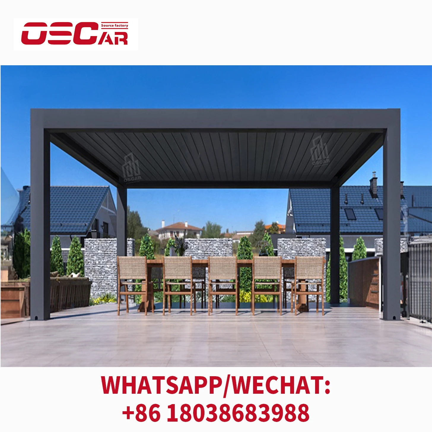 Роскошная беседка для патио водонепроницаемая из моторизованного алюминия