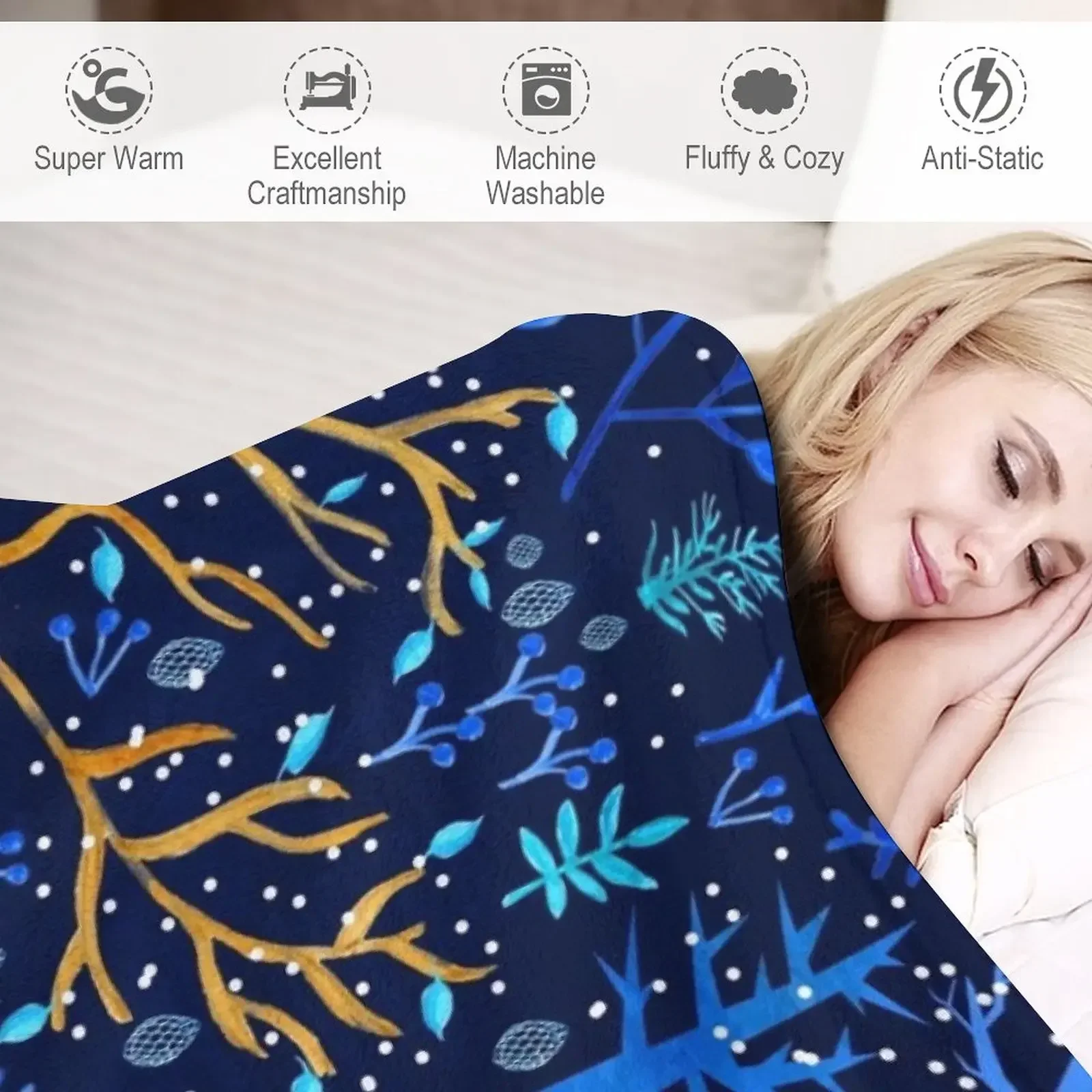 Одеяло Deericorn в синем корпусе одинарное подарок на день Святого Валентина зимние