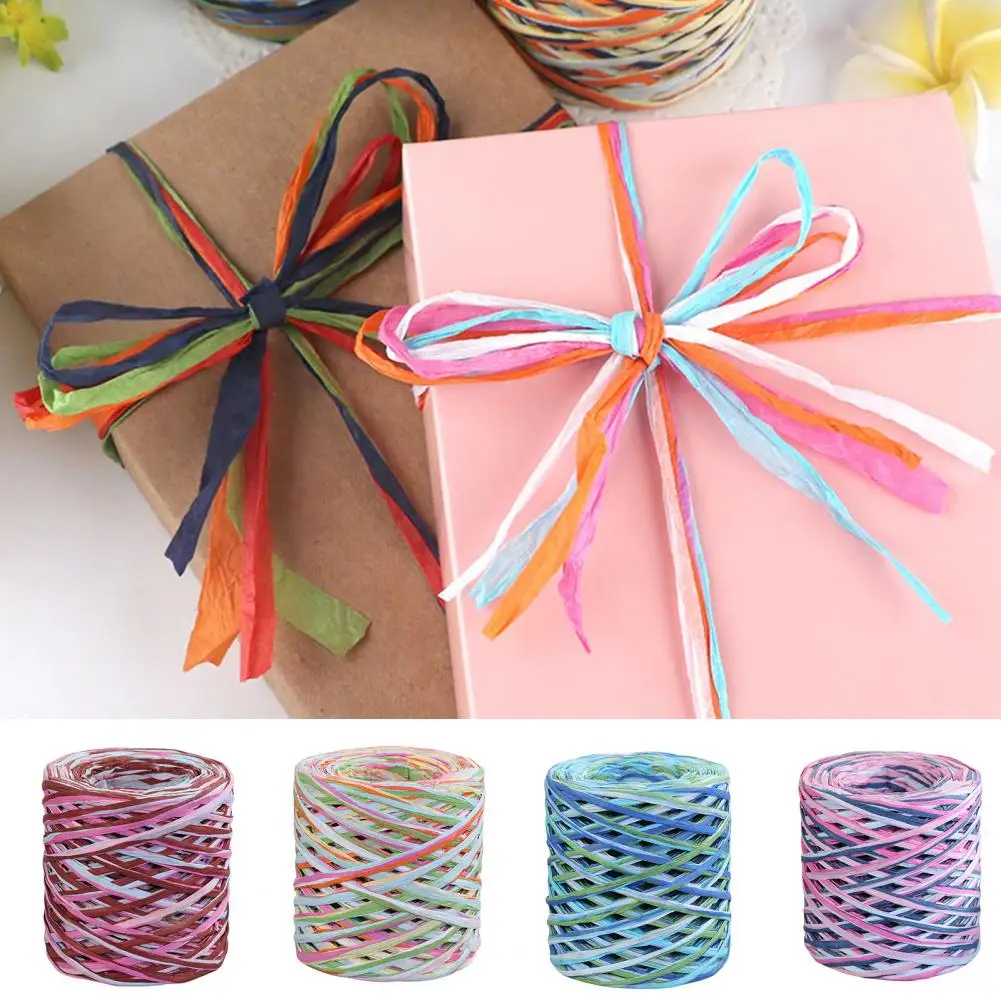 

HOT SALES！New Arrival 1 Roll Paper Cord Recyclable DIY Clear Texture Hand-knitted Wrapping Raffia Straw for Festival
