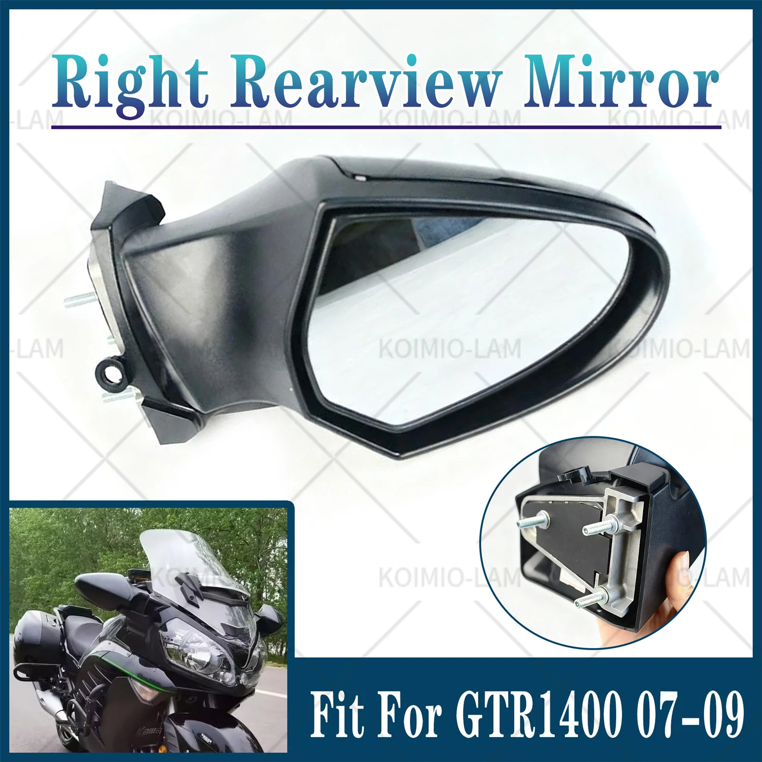 

Подходит для KAWASAKI Concours 14 GTR1400 ZG1400 2007-2009, правое боковое зеркало заднего вида для мотоцикла, зеркала заднего вида GTR ZG 1400 2008