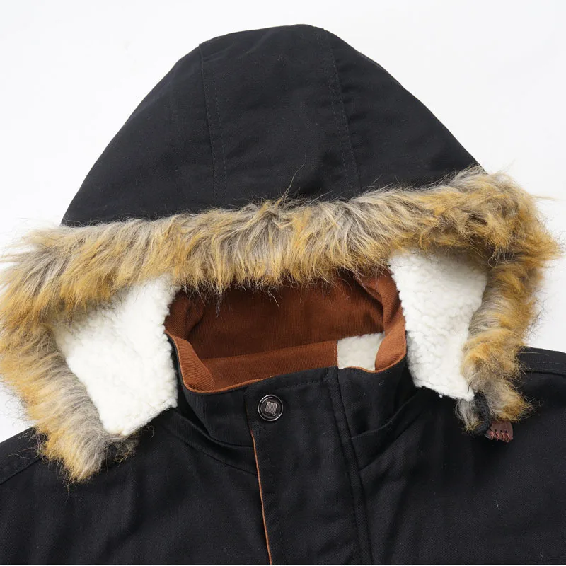 2022 Men's Winter Thick Warm Cargo Jacket Casual Fleece Hooded Windproof Parka Male Solid Multi Pocket Jacket Plus Size 4XL 5XL