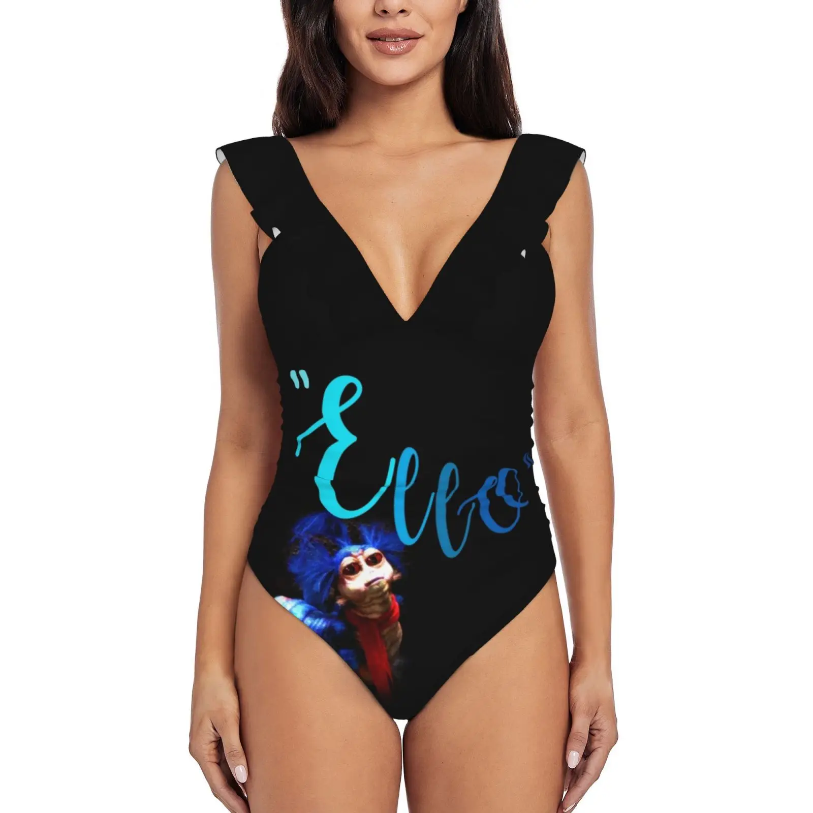 

Женский слитный купальник-монокини с принтом, с оборками