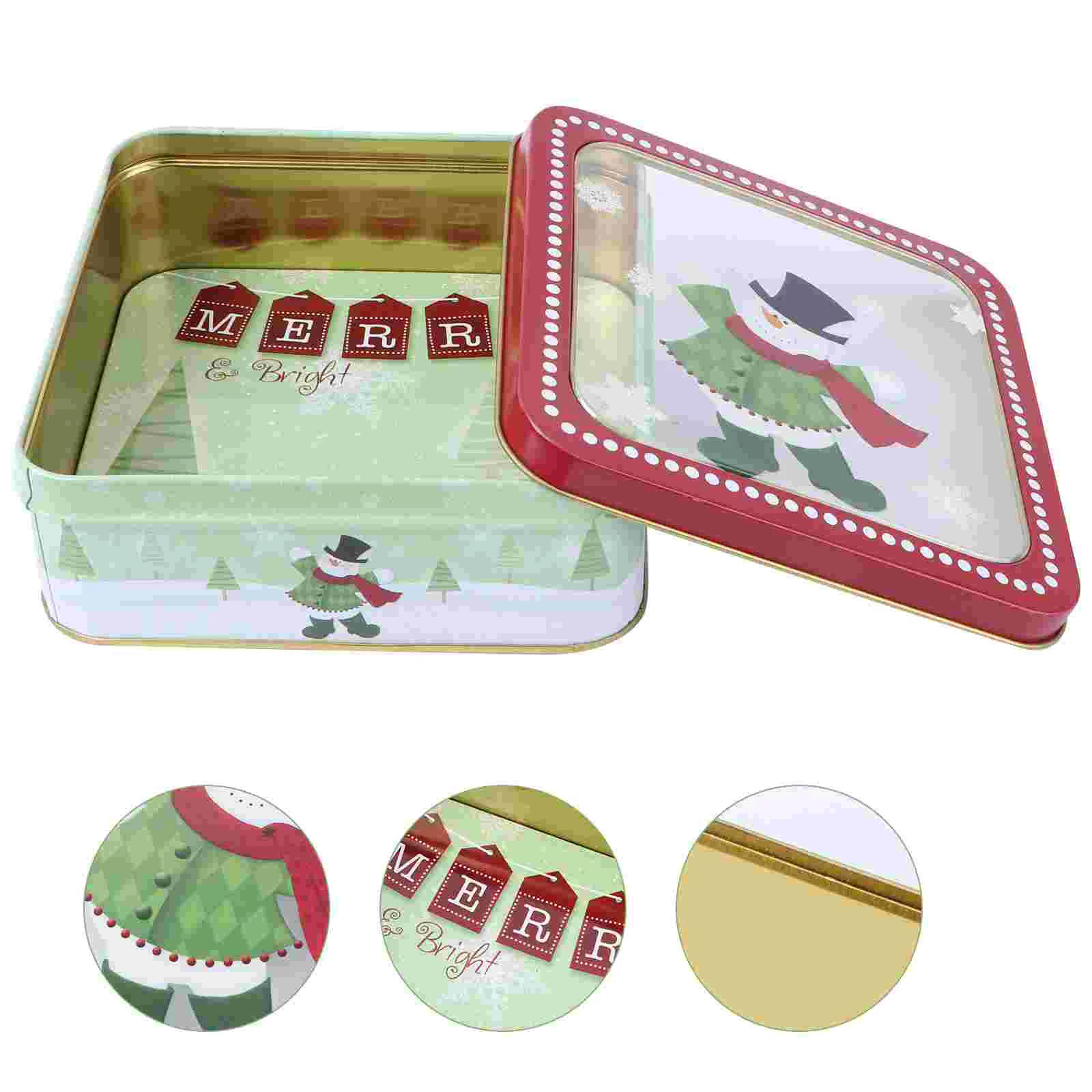 

1Pc Square Tinplate Candy Box Gift Packing Box Christmas Baking Wrapping Box