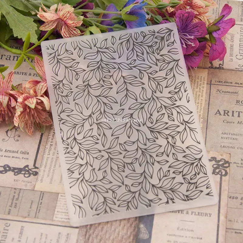 

Plastic Embossing Folder Template DIY Scrapbook Photo Album Card Craft Tree Leaves Dropship