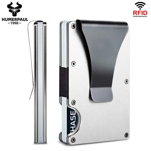 RFID Алюминиевый металлический держатель для карт Чехол для мужчин минималистичный Легко съемный кошелек с зажимом для денег Тонкий мужской женский передний карман