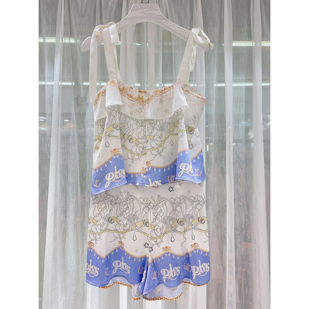 Летний женский пижамный комплект в европейском стиле Шелковый из вискозы на