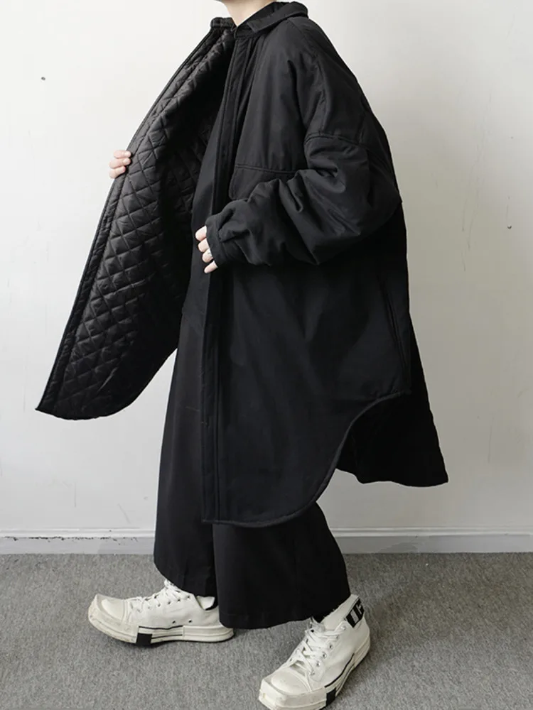 SYUHGFA Men Clothing Japanese Long Style Warm Cotton-padded Coat 2022 Witner Fashion Loose Oversized Cotton-padded Jackets