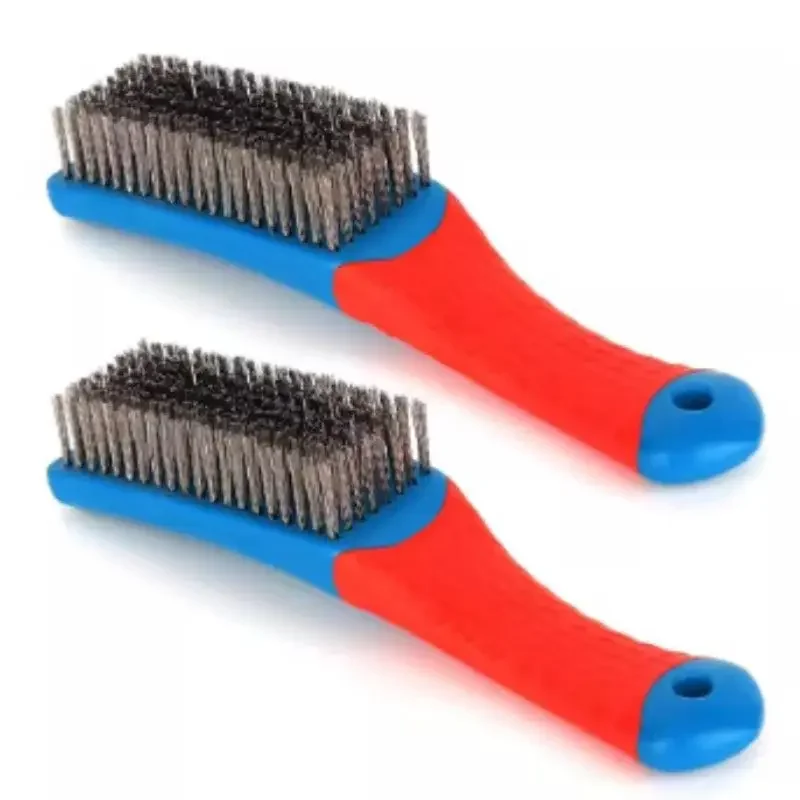 Проволочная щетка из нержавеющей стали с пластиковой ручкой для сварки ржавчины, удаления грязи, палочек, чистка краски, глубокая очистка