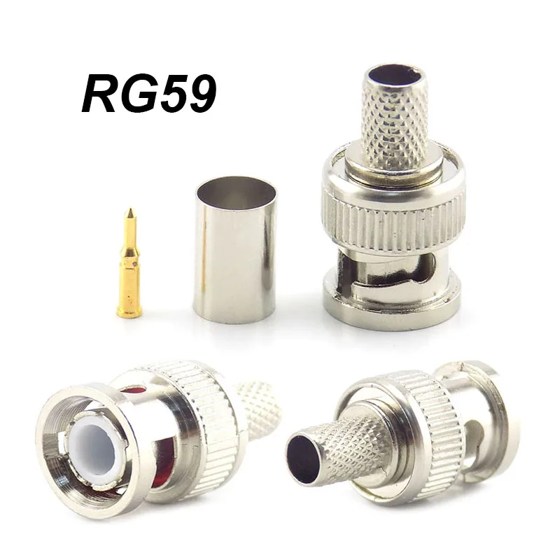 

3 In 1 BNC RG59 Male Plug Crimp Connector Cctv Camera Coupler to Coax Converter Cable Accessories