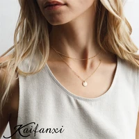 double layer pendant necklace kaifanxi round shape gold color bead chain necklace combination for women jewelry gift
