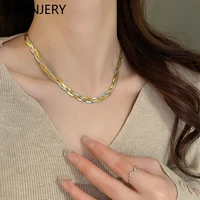 anenjery 316l stainless steel cuban chain womens necklace tricolor hand braided necklace party ornament