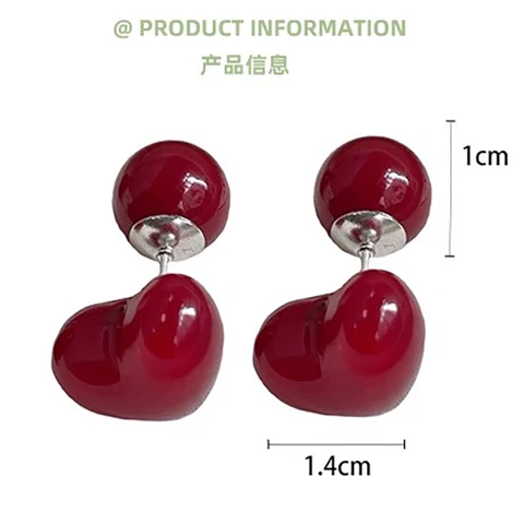 Красные серьги-гвоздики из цинкового сплава