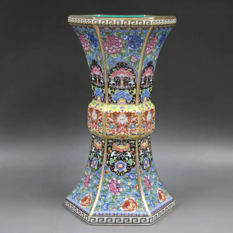 

Enamel Qianlong Qing Dynasty Golden Hexagonal Vase Antique Porcelain Antique Porcelain Collection