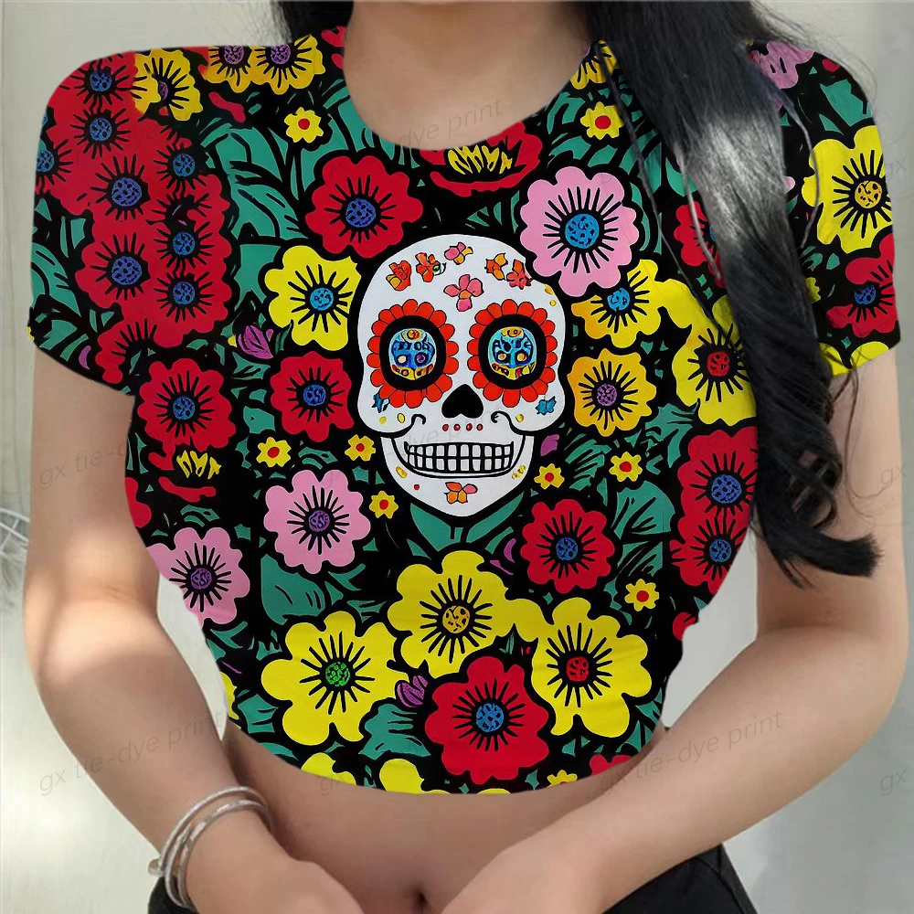 Женские топы в стиле Харадзюку 90-х Забавный кроп-топ с коротким рукавом одежда