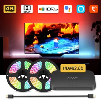 HDMI 2.0b Ambient TV PC Backlight Dream Screen USB LED Strip Light Support 4K/HDR/TV BOX/Alexa/Google Smart Sync LED Light Set