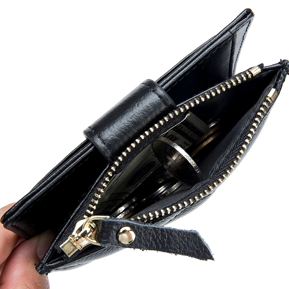 Женский короткий кошелек из натуральной кожи с застежкой держатель для