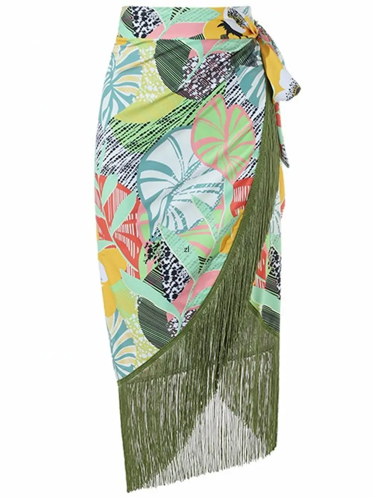 3 Piece Sets Swimsuit Cover-up Women Clothes Crop Tank Tops Bodysuits And Tassels Skirt Fitness Skinny Outfit Suit 2023 Summer