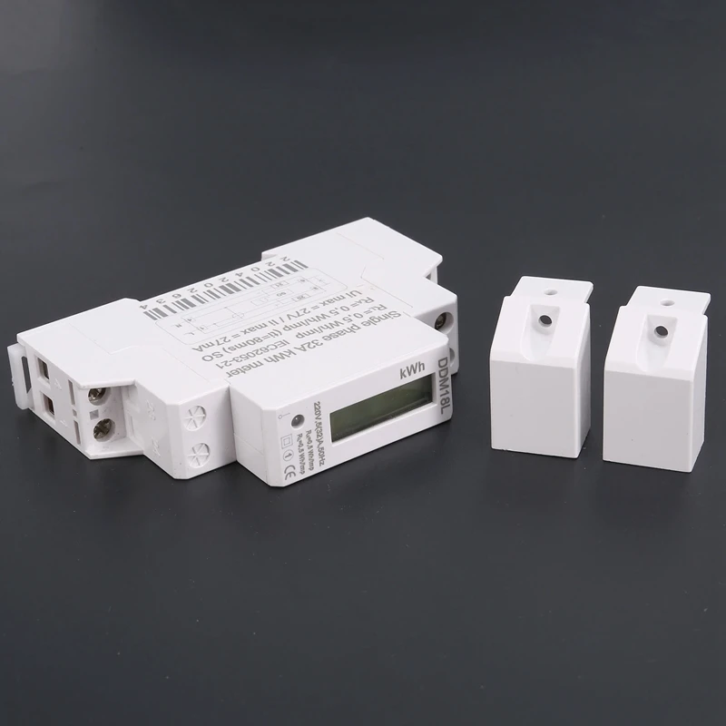 220V Single Phase Din Rail LCD Digital Display Electricity Power Consumption Energy Watt Meter Wattmeter Kwh 5-32A