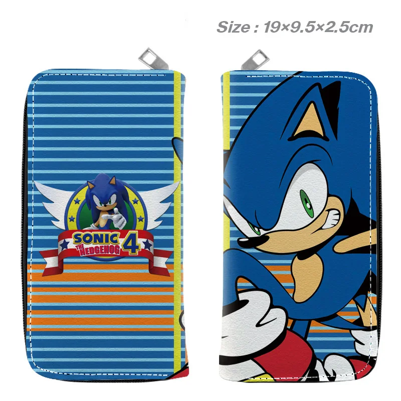 Anime Cartoon Sonic The Hedgehog Long Wallet Coin Credit Card/ID Holders PU Zipper Purses Money Storage Bag Clutch Coin Purse