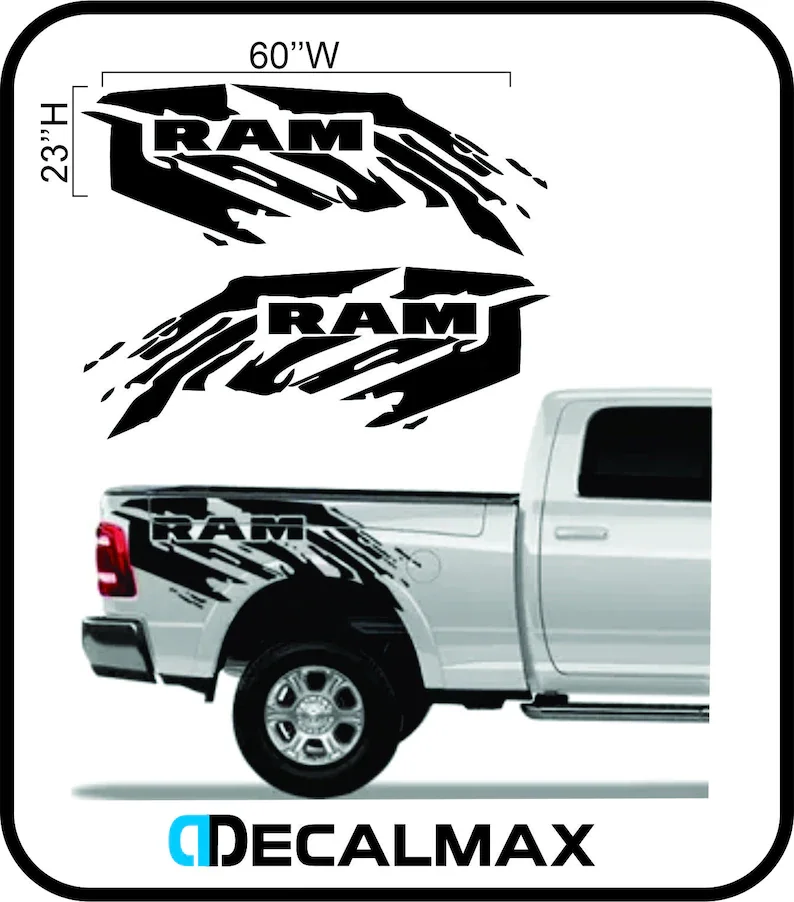 

DODGE RAM 1500 2500 3500 Rear Bed Side Vinyl Wrap Truck Decal