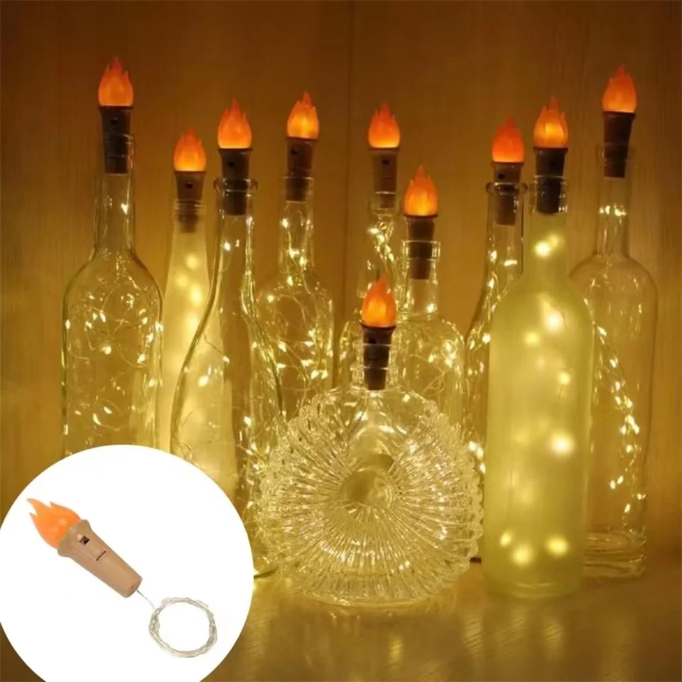 

3pcs LED String Lights Flower Head Cork Wine Bottle Lights DIY Fairy Tale Garland Christmas Wedding Festive Ball Bar Decorations