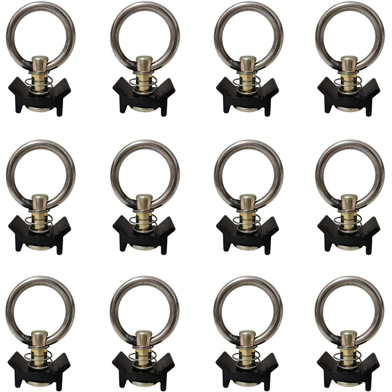 

12 Pack Black L Track Single Stud Fitting With Round Ring For Airline Track Logistic Installation