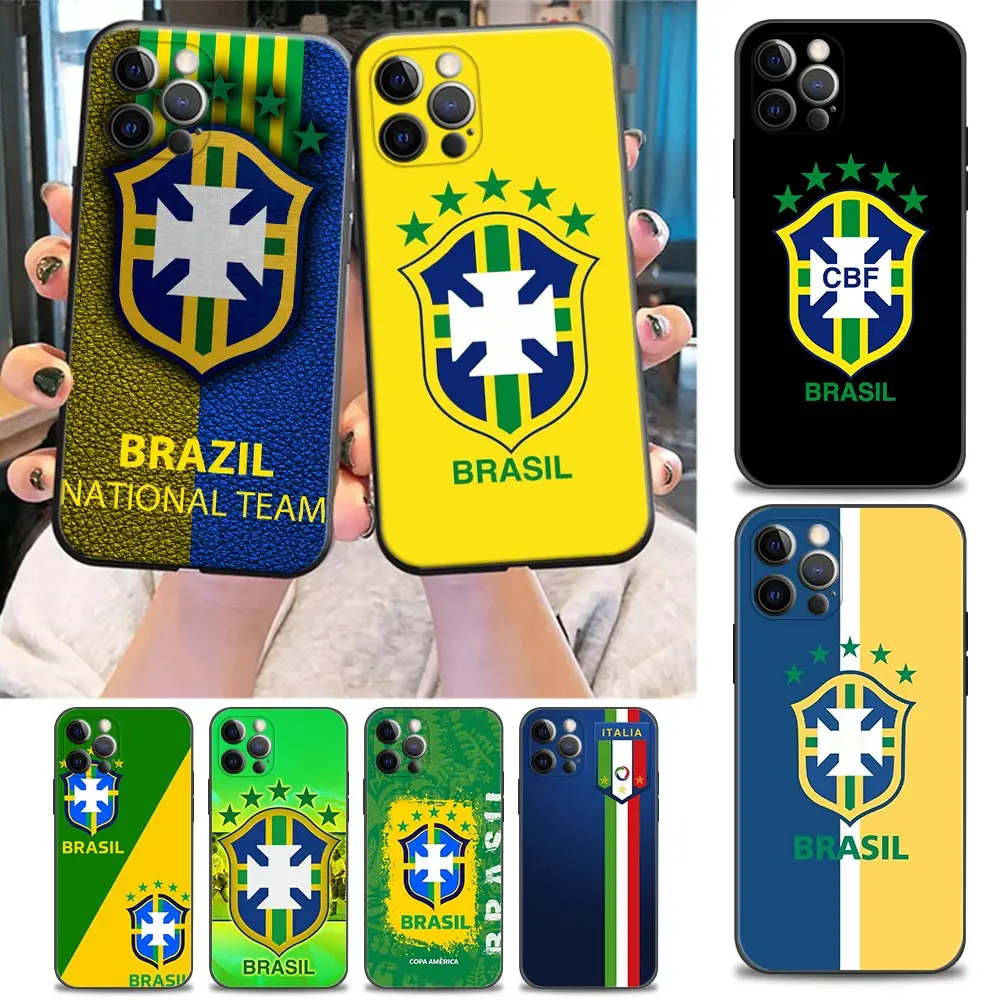 

Funda Coque Phone Case for iPhone Apple 11 12 13 14 Pro 7 8 SE X XR XS Max Mini Plus Case Capa Para Flag Of Brazil Football Team