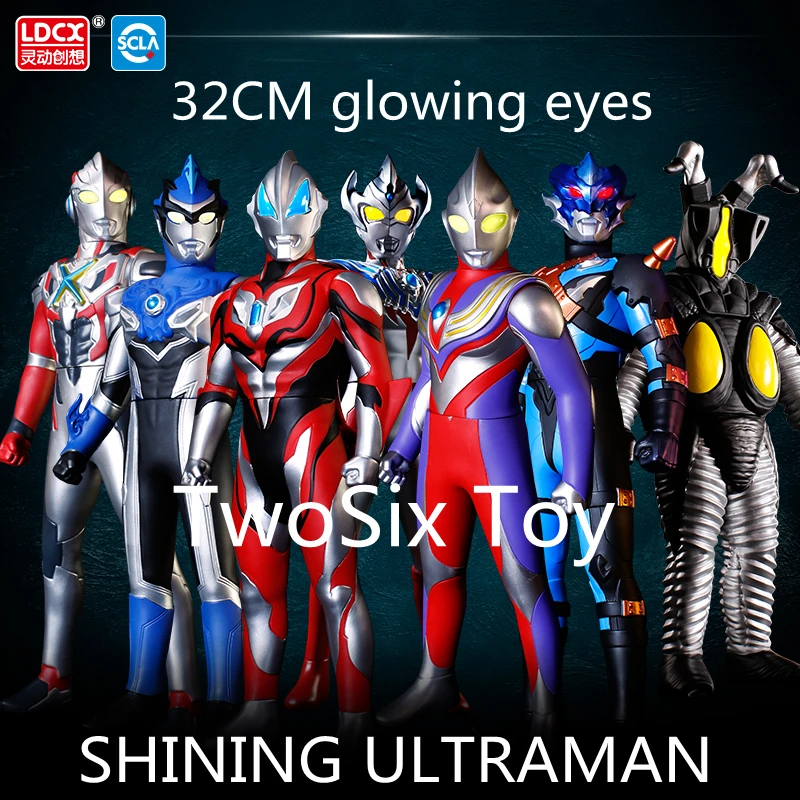 

32CM Original LDCX SHINING ULTRAMAN Action Figure glowing eyes Ultraman Zero Taiga Geed Orb Tiga Tregear Zetton boy toy gift