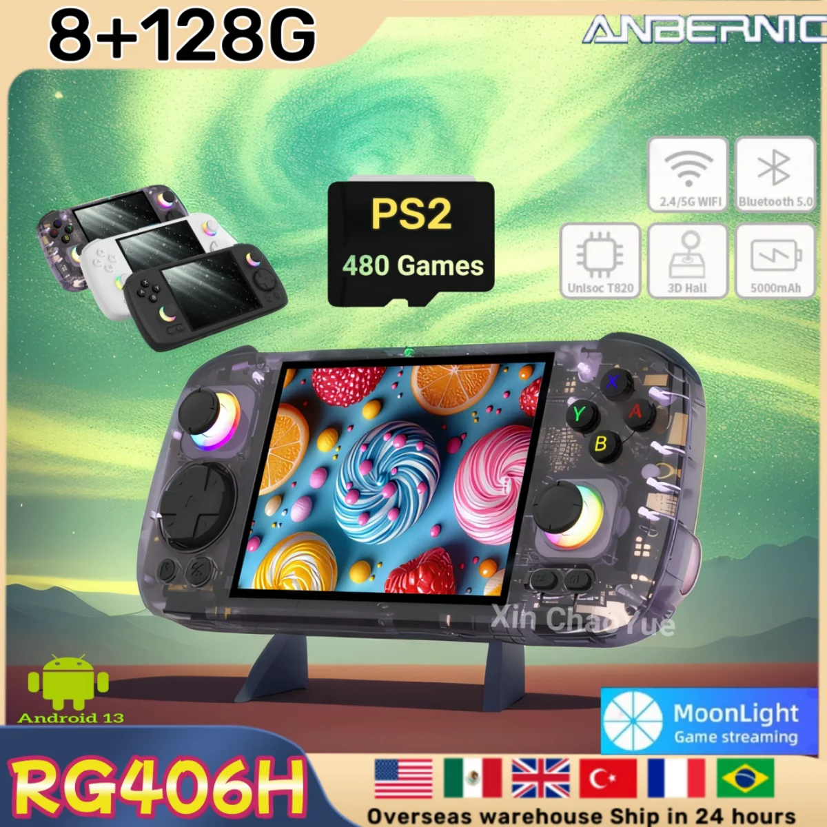 ANBERNIC RG 406H Ретро портативный игровой видеоплеер консоль 4-дюймовый HD экран Bluetooth WIFI