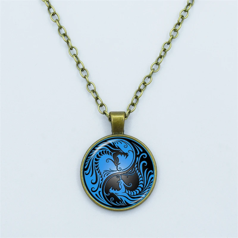 Yin Yang Life Tree Necklaces Black and White Symbol Meditation Reiki Glass Gem Necklace Women Men Crystal Jewelry Gift