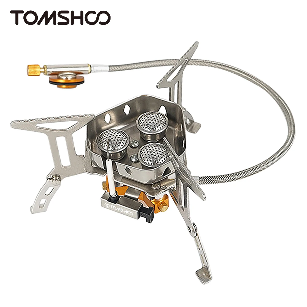 

Tomshoo 5800W Foldable Camping Gas Stove 3 Burners Piezo Ignition Lightweight Windproof Traveling Stove Outdoor Cooking Stove