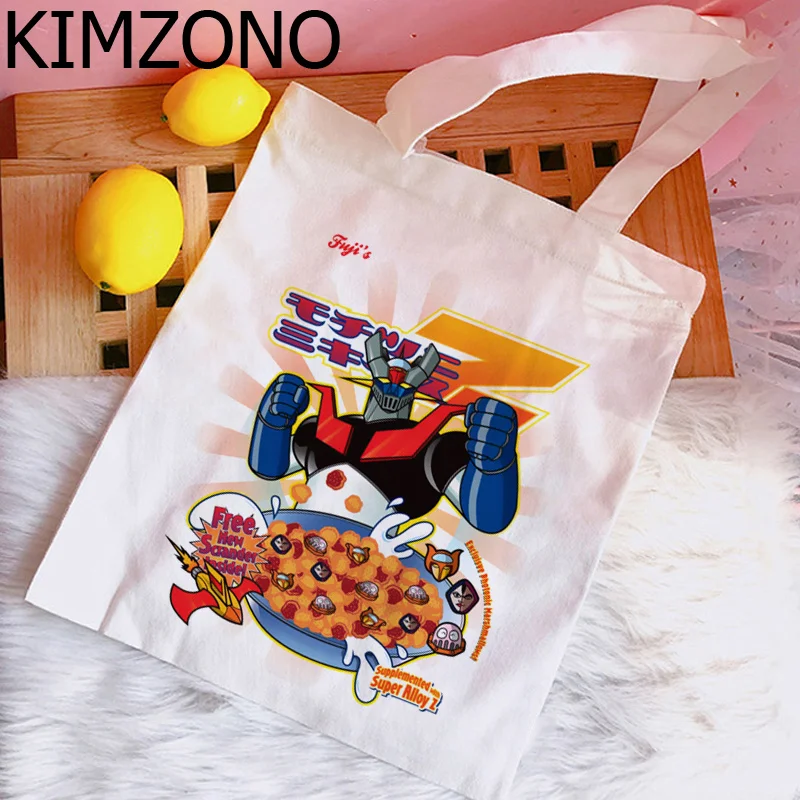 

Сумка для покупок Mazinger z Goldorak, джутовый мешок, эко-хлопок, перерабатываемая сумка, мешок на шнурке, сетчатые многоразовые