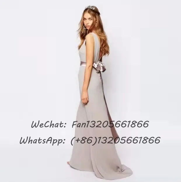 Шифоновые платья цвета шампанского с юбкой-годе для подружек невесты 2022 длинное